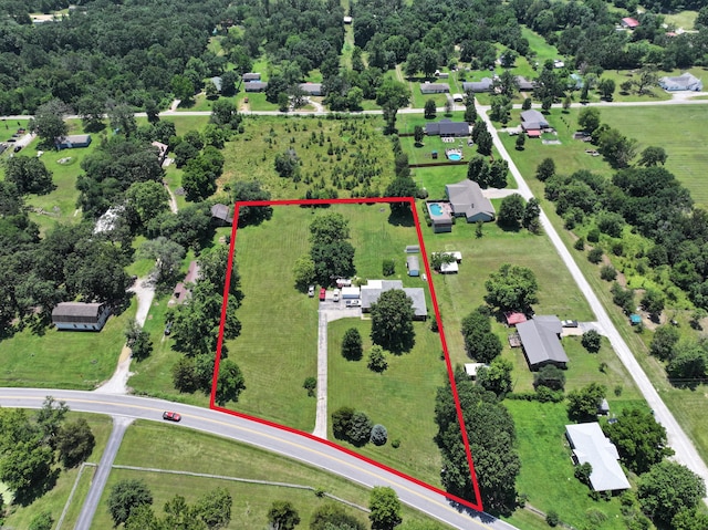 1900 State Highway 76, Anderson, MO 64831 - aerial view of property and surrounding area featuring property boundaries highlighted