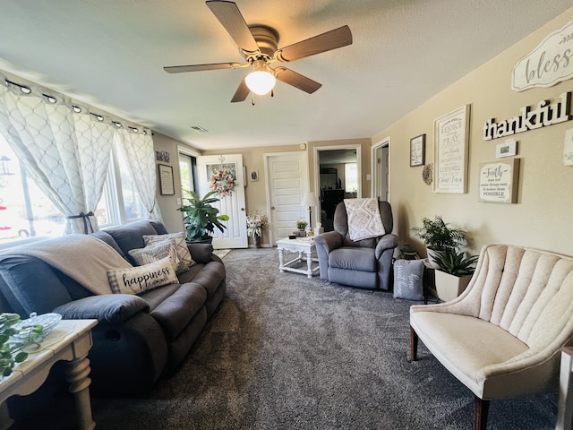 720 Highland St, Cabool, MO 65689 - carpeted living room with ceiling fan