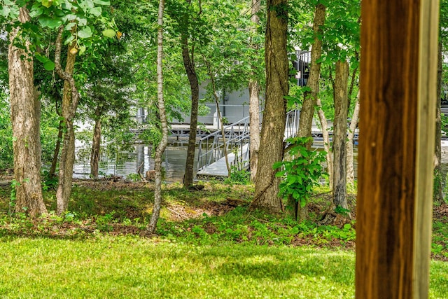 159 Oak Tree Point Ln, Shell Knob, MO 65747 - view of yard with a water view and stairway