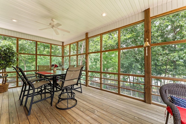 159 Oak Tree Point Ln, Shell Knob, MO 65747 - sunroom featuring outdoor dining space and ceiling fan