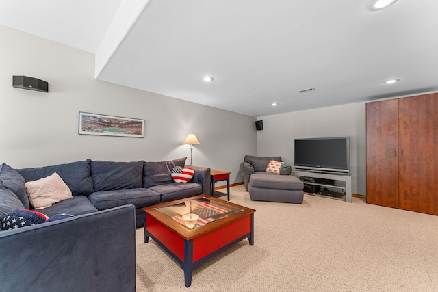159 Oak Tree Point Ln, Shell Knob, MO 65747 - living room with light carpet, recessed lighting, and baseboards