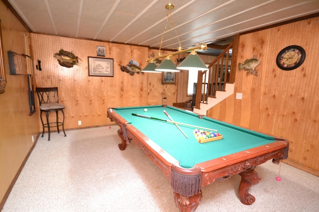 22920 Feaster Branch Rd, Warsaw, MO 65355 - recreation room with billiards, wooden walls, and baseboards