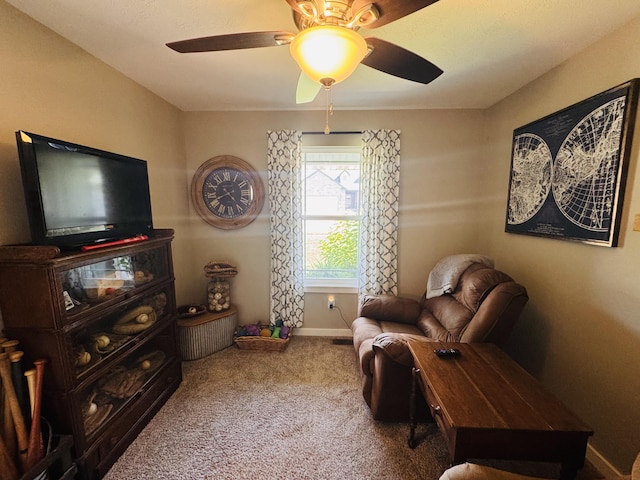 607 E Selby Dr, Nixa, MO 65714 - living area featuring carpet and ceiling fan