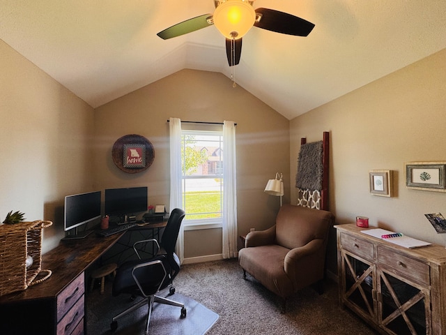 607 E Selby Dr, Nixa, MO 65714 - carpeted office featuring vaulted ceiling and ceiling fan