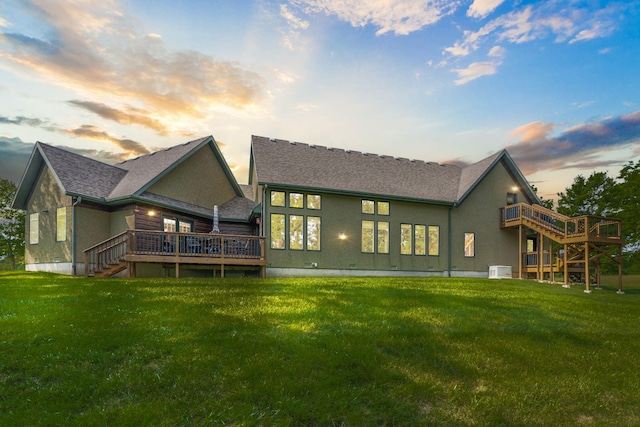 1029 Riverview Rd, Clever, MO 65631 - rear view of property with a wooden deck and a lawn