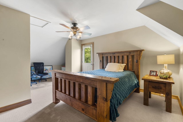 1029 Riverview Rd, Clever, MO 65631 - bedroom featuring carpet, vaulted ceiling, an office area, and ceiling fan
