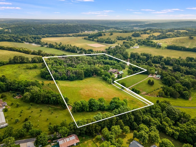 1029 Riverview Rd, Clever, MO 65631 - overview of rural landscape featuring property parcel outlined
