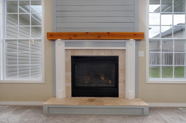 713 River Rock Ct, Nixa, MO 65714 - detailed view of carpet and a tile fireplace