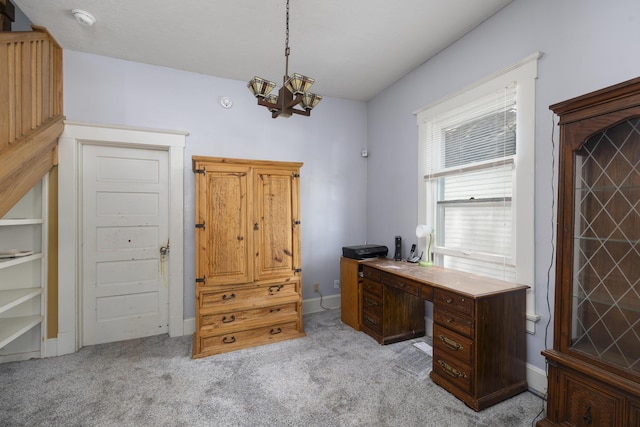 817 W Walnut St, Springfield, MO 65806 - office area featuring light colored carpet and a chandelier