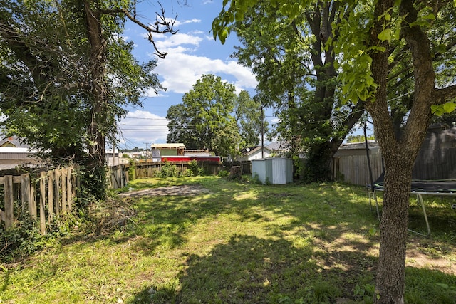 817 W Walnut St, Springfield, MO 65806 - fenced backyard with a trampoline and a shed