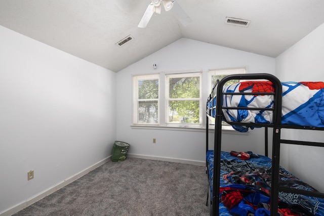 817 W Walnut St, Springfield, MO 65806 - bedroom with vaulted ceiling, carpet floors, and ceiling fan