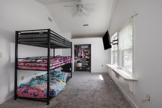 817 W Walnut St, Springfield, MO 65806 - carpeted bedroom featuring lofted ceiling, a closet, and ceiling fan