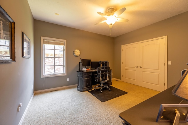 4910 S Stanton Ave, Springfield, MO 65810 - carpeted office space featuring ceiling fan and baseboards