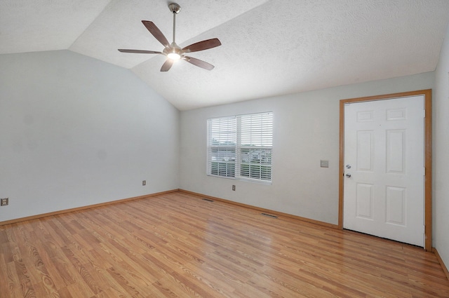 1651 S Mahn Ct, Springfield, MO 65802 - spare room featuring ceiling fan, light wood-style floors, and lofted ceiling
