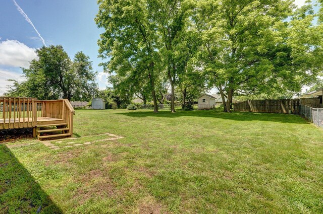 1651 S Mahn Ct, Springfield, MO 65802 - fenced backyard featuring a shed and a deck