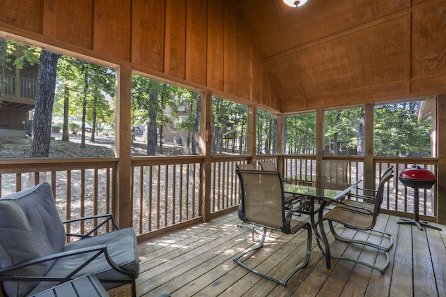 76 Bells Ave Unit 98, Branson West, MO 65737 - sunroom featuring outdoor dining space and vaulted ceiling