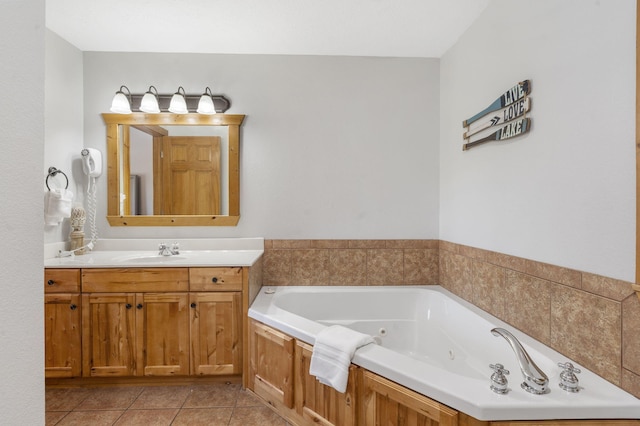 76 Bells Ave Unit 98, Branson West, MO 65737 - bathroom featuring vanity, a tub with jets, and tile patterned floors