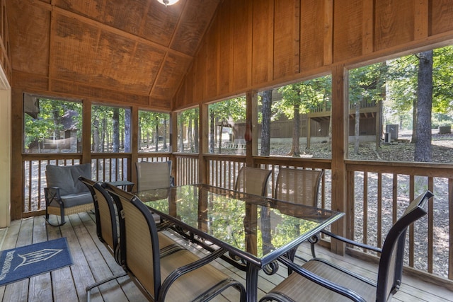 76 Bells Ave Unit 98, Branson West, MO 65737 - sunroom / solarium with outdoor dining space, vaulted ceiling, and healthy amount of natural light