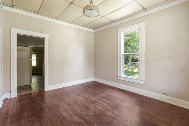1123 W Hovey St, Springfield, MO 65802 - empty room with dark wood-style floors and wood walls