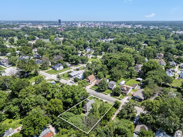 1123 W Hovey St, Springfield, MO 65802 - aerial perspective of suburban area featuring property parcel outlined