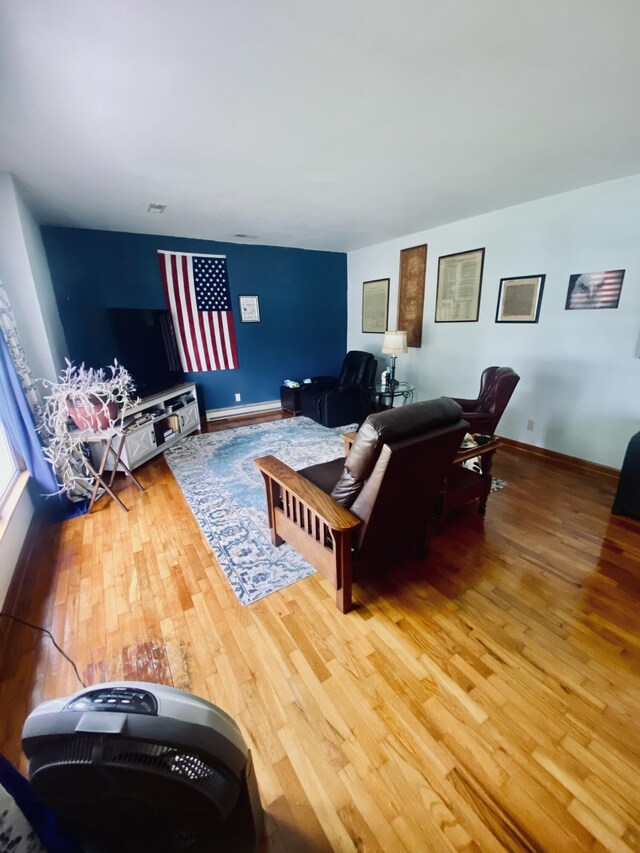 513 Meng St, Greenfield, MO 65661 - living room with wood-type flooring and a baseboard radiator