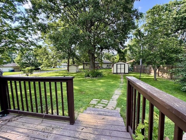 701 Barracuda Dr, Nixa, MO 65714 - deck featuring a storage shed and a fenced backyard