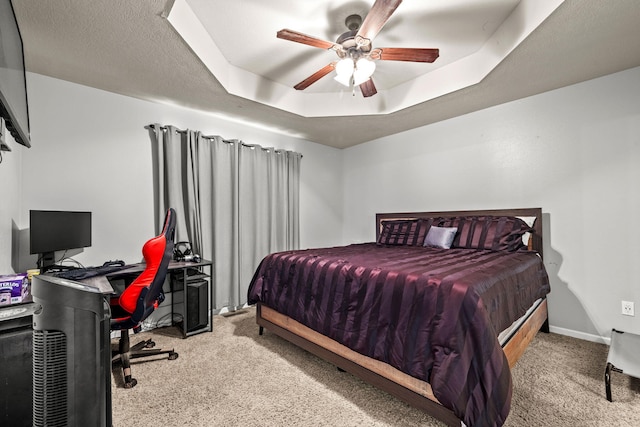 208 Dixie Ave, Clever, MO 65631 - bedroom with carpet, a raised ceiling, a desk, and a ceiling fan