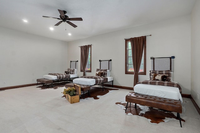 7607 N Angler Ln, Strafford, MO 65757 - bedroom featuring carpet flooring, ceiling fan, and recessed lighting