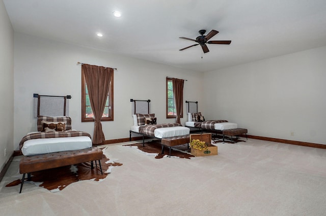7607 N Angler Ln, Strafford, MO 65757 - living room with a ceiling fan, recessed lighting, and light colored carpet