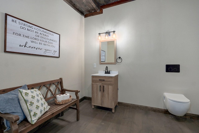 7607 N Angler Ln, Strafford, MO 65757 - half bathroom featuring vanity and wood finished floors