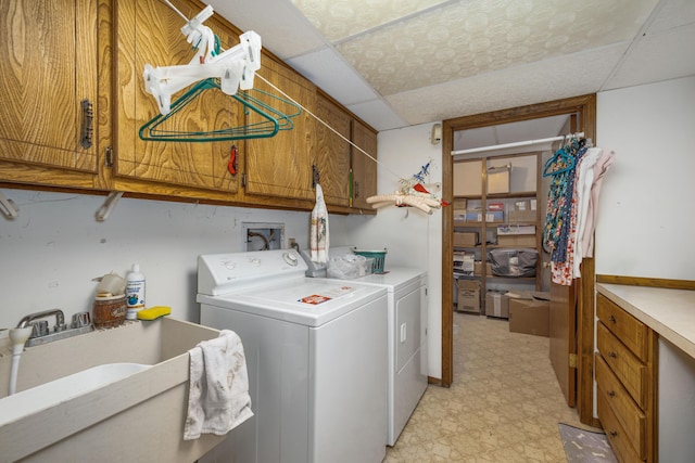26307 Twin Rivers Dr, Shell Knob, MO 65747 - laundry room featuring cabinet space, washing machine and clothes dryer, and light floors
