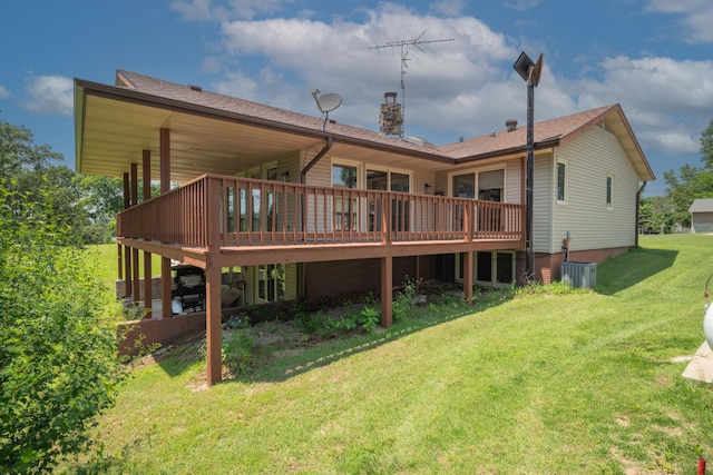 26307 Twin Rivers Dr, Shell Knob, MO 65747 - back of property with a lawn, a deck, and a chimney