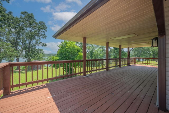 26307 Twin Rivers Dr, Shell Knob, MO 65747 - wooden terrace featuring a lawn