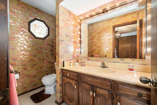 26307 Twin Rivers Dr, Shell Knob, MO 65747 - half bathroom with wallpapered walls and vanity