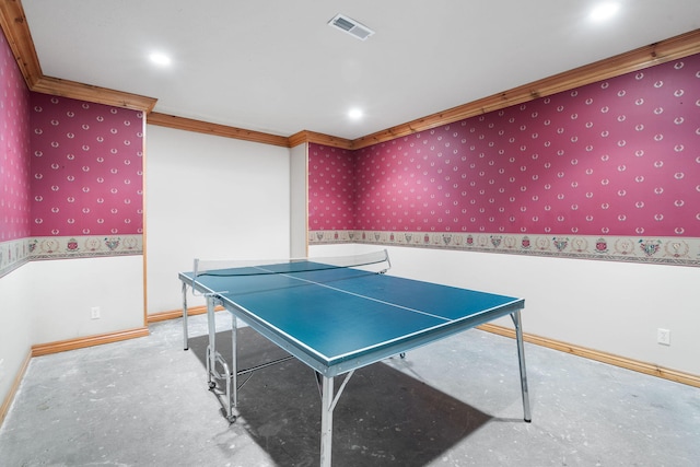 4156 E Division St, Springfield, MO 65802 - game room with wallpapered walls, crown molding, and recessed lighting