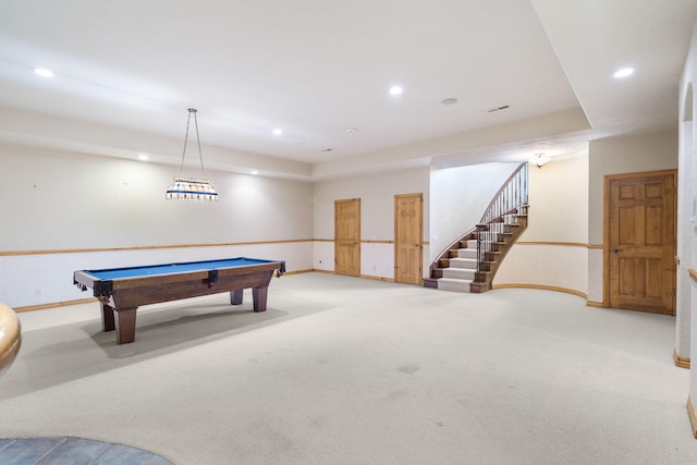 4156 E Division St, Springfield, MO 65802 - recreation room with carpet flooring, recessed lighting, and pool table