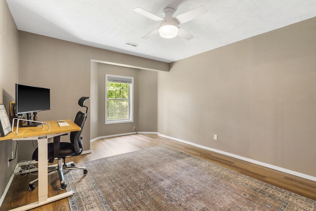 2504 W Fox Fire Ct, Nixa, MO 65714 - office featuring wood finished floors and ceiling fan