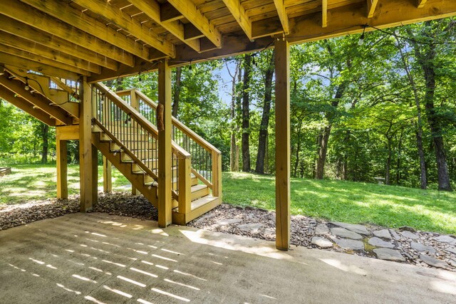 2504 W Fox Fire Ct, Nixa, MO 65714 - view of patio / terrace featuring stairway