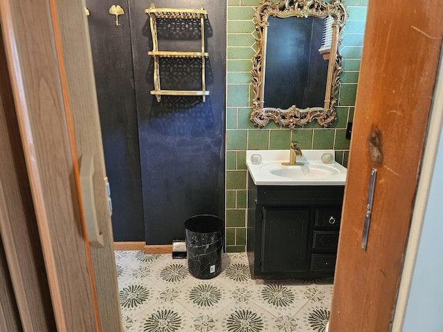 312 W Locust St, Aurora, MO 65605 - bathroom featuring vanity and tile patterned flooring
