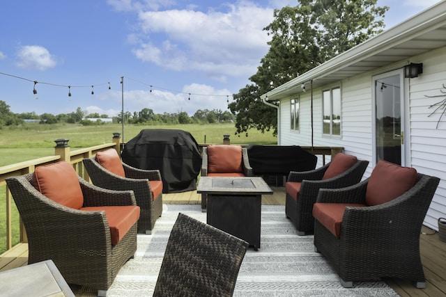 249 State Highway 73, Macks Creek, MO 65786 - deck featuring a fire pit and area for grilling