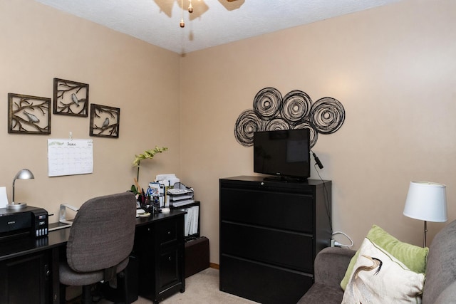 249 State Highway 73, Macks Creek, MO 65786 - office space featuring light carpet, a ceiling fan, and a textured ceiling