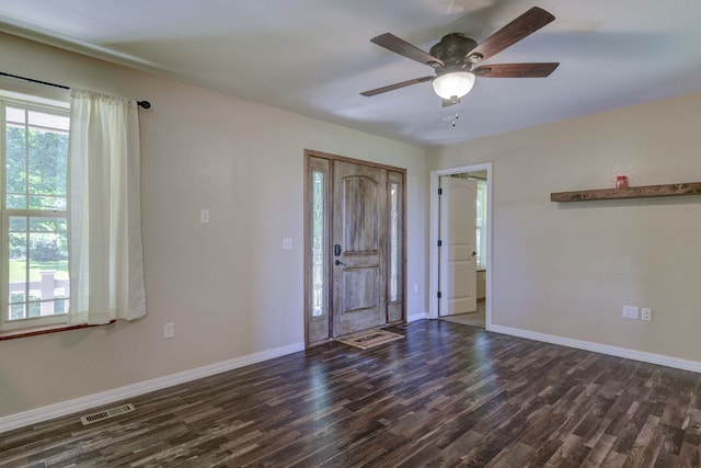 18054 State Highway 39, Aurora, MO 65605 - entrance foyer featuring dark wood finished floors and ceiling fan