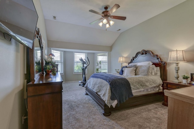 105 Deer Run, Willard, MO 65781 - bedroom featuring carpet flooring, lofted ceiling, and a ceiling fan