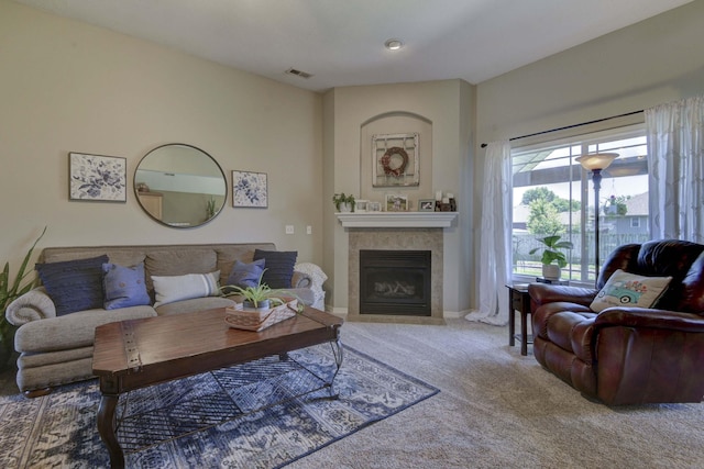 105 Deer Run, Willard, MO 65781 - living room with carpet floors and a tiled fireplace