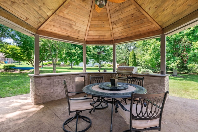 3702 E Dartmoor Ct, Springfield, MO 65802 - view of patio / terrace featuring a gazebo, exterior kitchen, and outdoor dining space