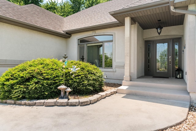 3702 E Dartmoor Ct, Springfield, MO 65802 - entrance to property featuring roof with shingles and stucco siding