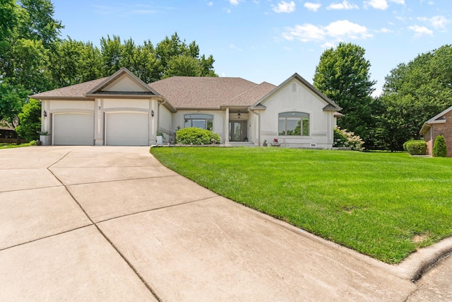 3702 E Dartmoor Ct, Springfield, MO 65802 - view of front of home featuring an attached garage, stucco siding, driveway, and a front lawn