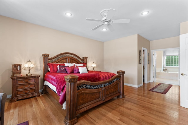 160 Brookside Ct, Branson, MO 65616 - bedroom featuring wood finished floors, recessed lighting, and a ceiling fan