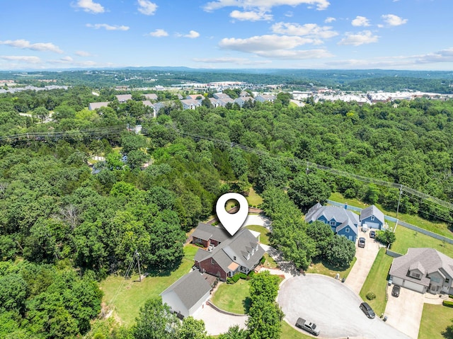 160 Brookside Ct, Branson, MO 65616 - aerial perspective of suburban area featuring a heavily wooded area