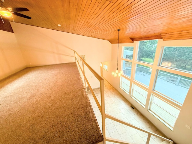 48 Galatians Ln, Reeds Spring, MO 65737 - staircase with wooden ceiling, a chandelier, and ceiling fan